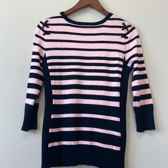 By & By Pink and Black Stripped Sweater - Picture 2 of 5